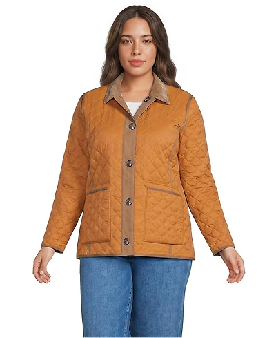 Lands' End Plus Print Reversible Barn Quilted Insulated Jacket