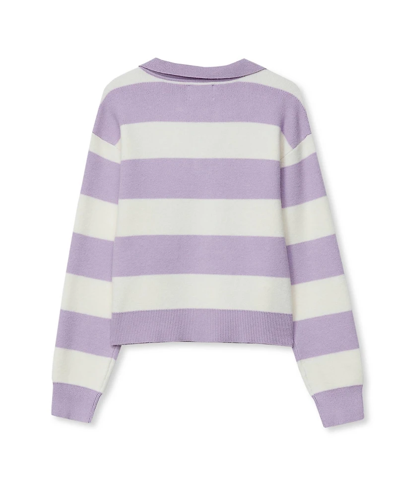 Lands' End Girls Long Sleeve Rugby Sweater