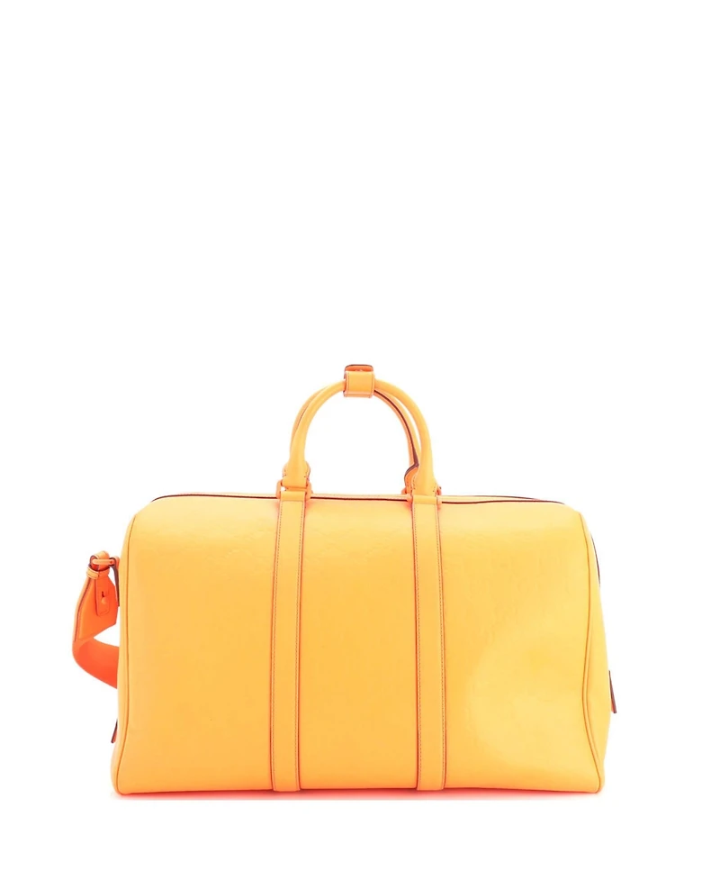 Pre-Owned Gucci Medium Convertible Duffle Bag Gg Rubber Effect Leather