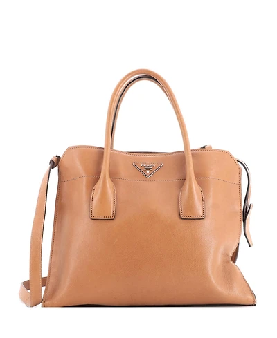 Pre-Owned Prada Medium Cuir Double Tote Leather