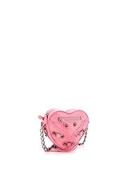 Pre-Owned Balenciaga Mini Le Cagole Giant Studs Heart Chain Bag Leather