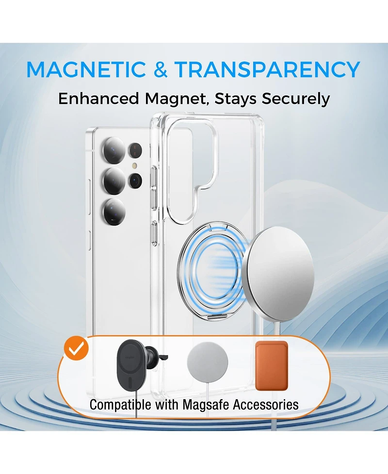 Alpha Digital Magnetic Ring Stand Shockproof Case Compatible with Samsung Galaxy S25 Ultra
