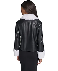 Karl Lagerfeld Paris Women's Faux Fur Collar Double-Breasted Jacket