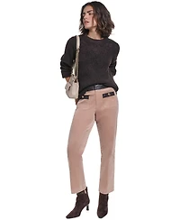 Karl Lagerfeld Paris Women's Cable-Knit Floral Lace Applique Sweater