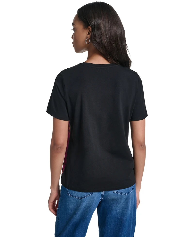 Karl Lagerfeld Paris Women's Jewel Print Crewneck T-Shirt