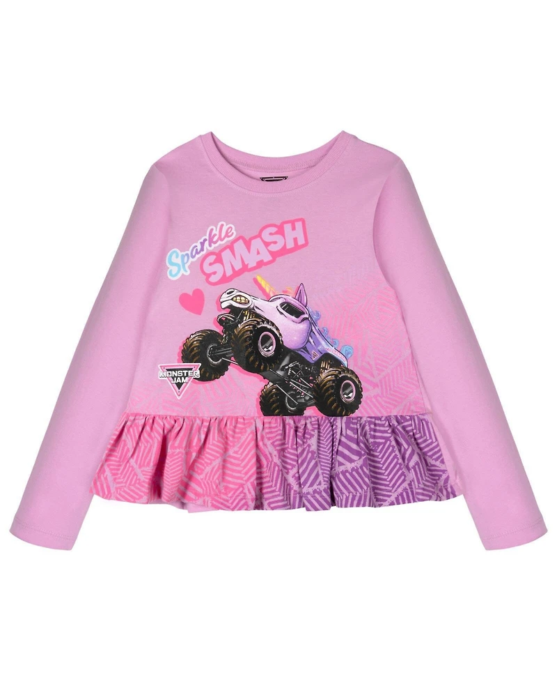Monster Jam Girl's (5-12) 2-Piece Long Sleeve T-Shirt Set