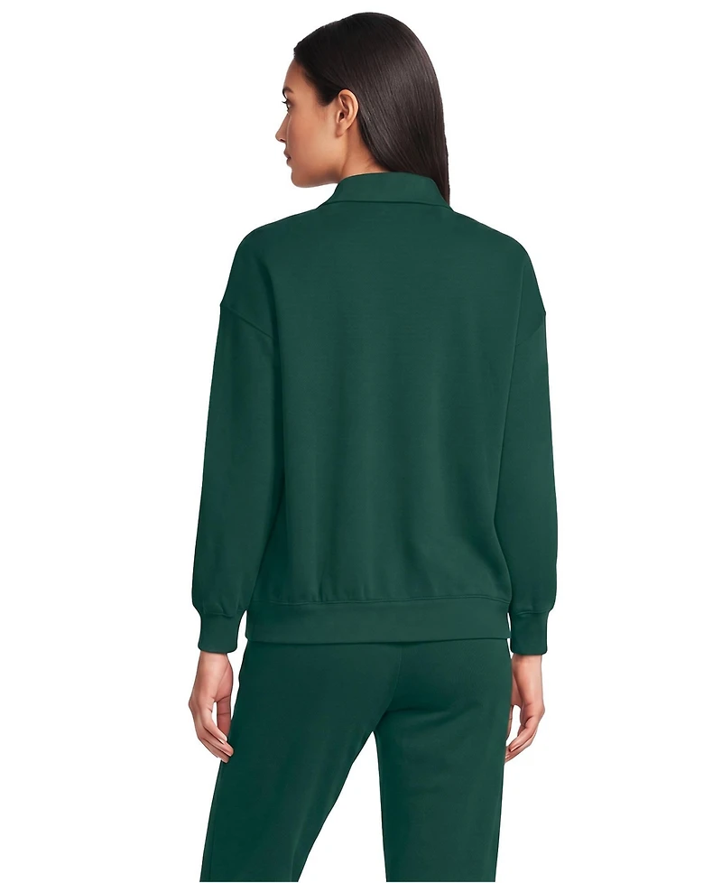 Lands' End Women's Long Sleeve Serious Sweats Polo Collar Sweatshirt