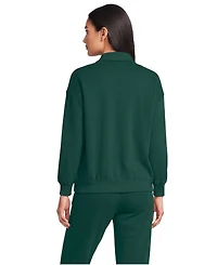 Lands' End Women's Long Sleeve Serious Sweats Polo Collar Sweatshirt