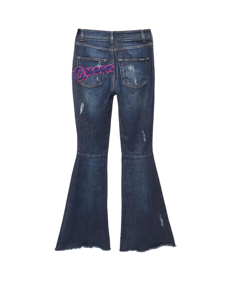 Pre-Owned Dolce & Gabbana Women's Denim Flared Embroidered Jeans