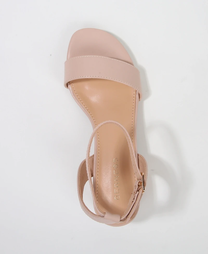 Berness Adara Ankle Strap Low Block Heel Sandals