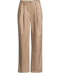 Lands' End Women's Chino Mid Rise Pleated Relaxed Straight Leg Pants