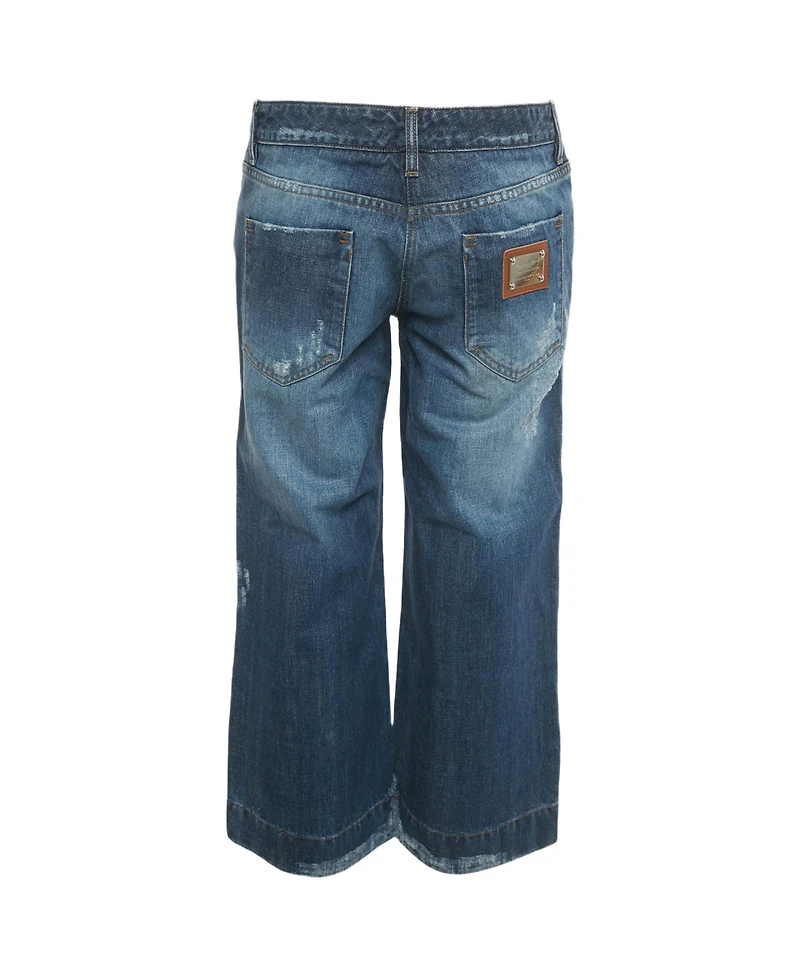 Pre-Owned Dolce & Gabbana Women's Distressed Denim Capri Jeans
