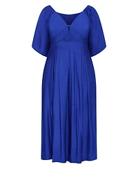 City Chic Plus Sheree Puff-Sleeve A-Line Midi Dress