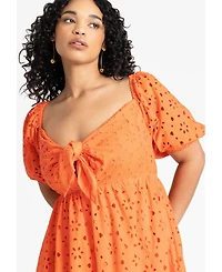 Eloquii Women's Plus Eyelet Tie Front Maxi Dress