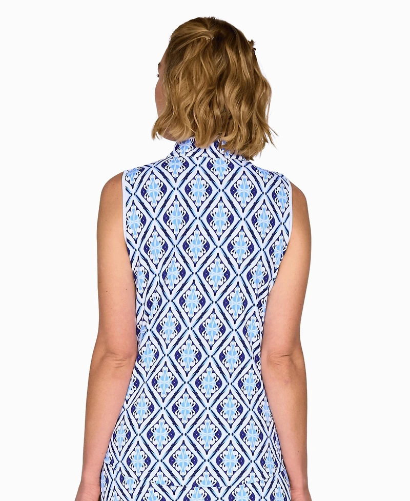 G Lifestyle Clothing Women's Mock Neck Sleeveless Athletic Fit Top