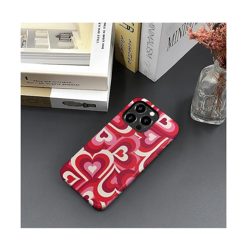 Lisen Retro Hearts Dual-Layer Anti-Slip Phone Case Compatible with Apple iPhone 15