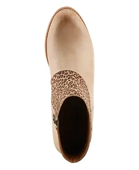 L`Artiste Women's Herekitty leo Leather Ankle Boots with Leopard Accent