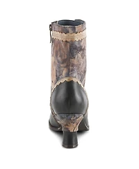 L'Artiste Women's Spring Step Bewitch-Floral Lace-Up Bootie with Painted Vamp