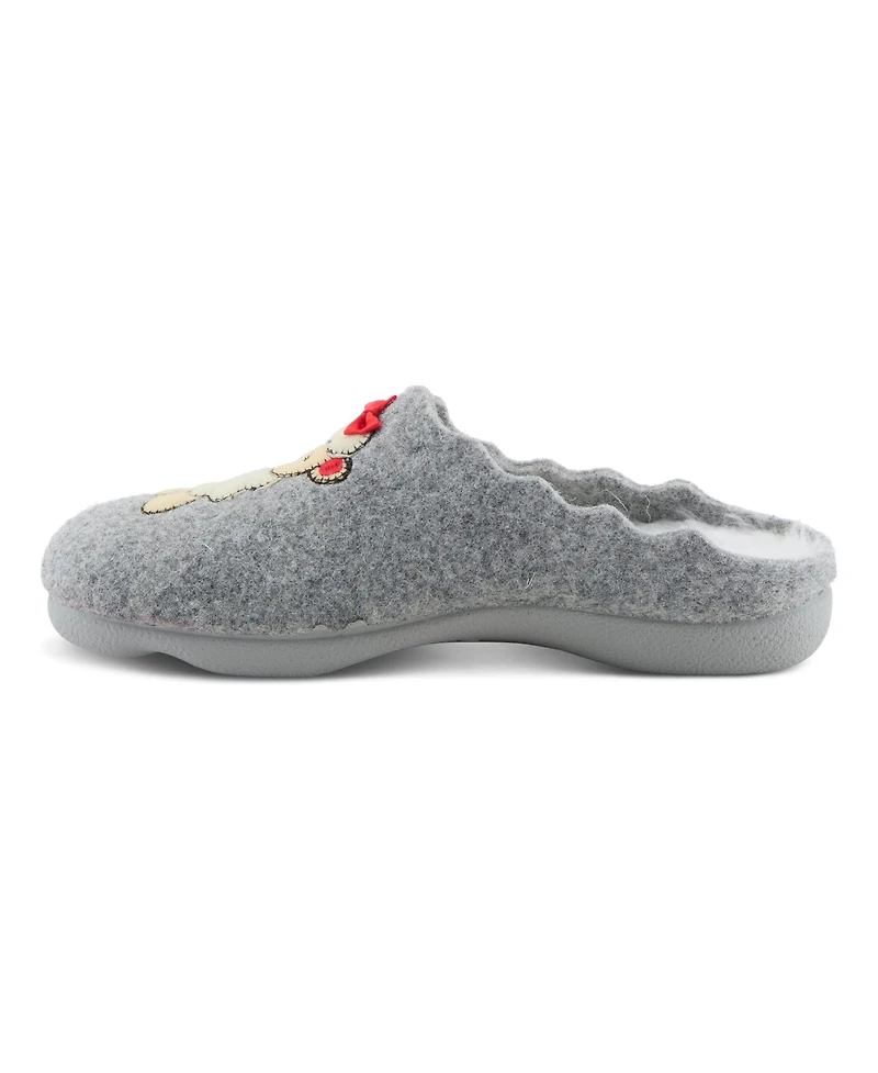 Flexus Bopeep Felt Slip-on Slippers with Puppy Applique