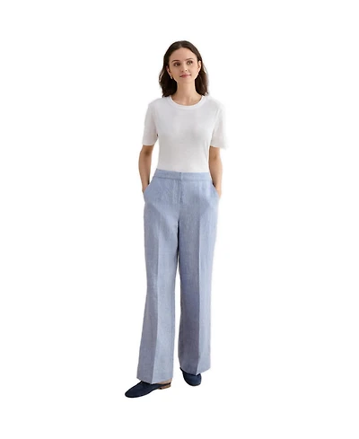 Hobbs London Women's Estella Mid-Rise Wide-Leg Linen Trousers