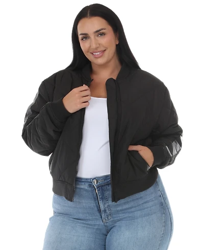 White Mark Plus Women's Quilted-Lightweight Bomber Jacket