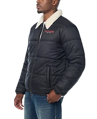 True Religion Men's Sherpa Collar Short Regular-Fit Puffer Jacket