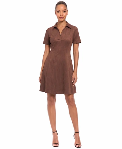 Maggy London Women's Fit and Flare Short-Sleeve V-Neck Mini Dress