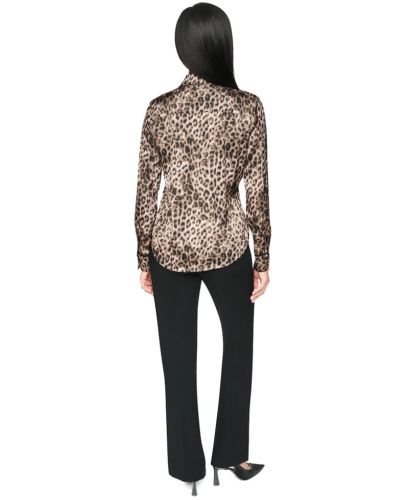 Dkny Women's Leopard-Print Long-Sleeve Blouse
