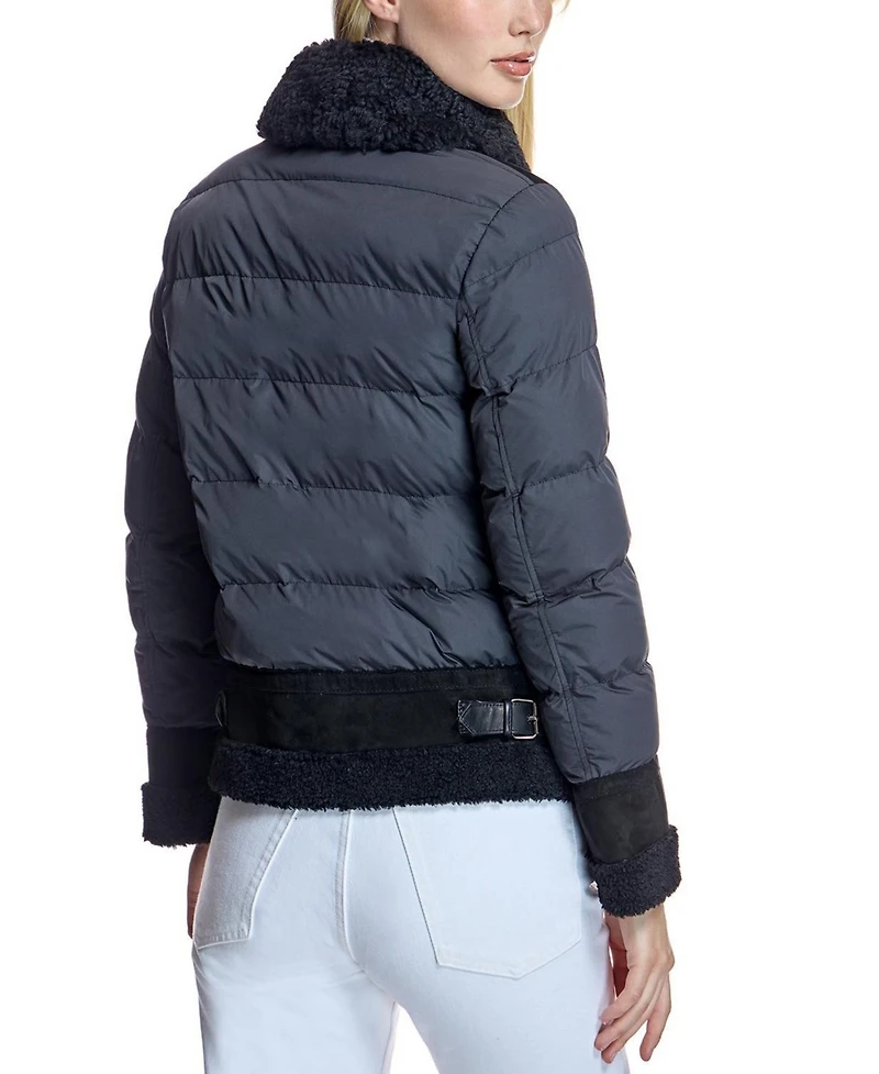 Julia & Stella By Maximilian Women's Shearling and Puffer Down-Filled Sherpa-Lined Jacket
