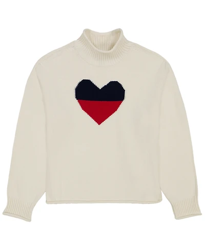 Tommy Hilfiger Women's Intarsia Heart Ribbed Funnel Neck Sweater