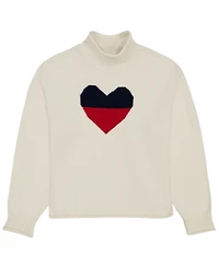 Tommy Hilfiger Women's Intarsia Heart Ribbed Funnel Neck Sweater