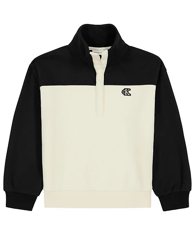 Calvin Klein Girls' Fleece Colorblock Stand-Collar Sweatshirt
