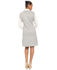 London Times Women's Collared Long-Sleeve Dress