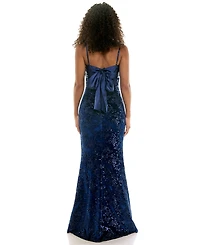Seni & Cade Women's Bow-Back Velvet Sequin-Embellished Gown