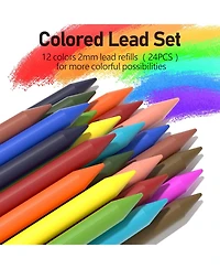 Four Candies 25Pieces Mechanical Pencil Set with Case, 0.5/0.7/0.9mm and 2mm Leads, Technical Drawing Kit for Teens