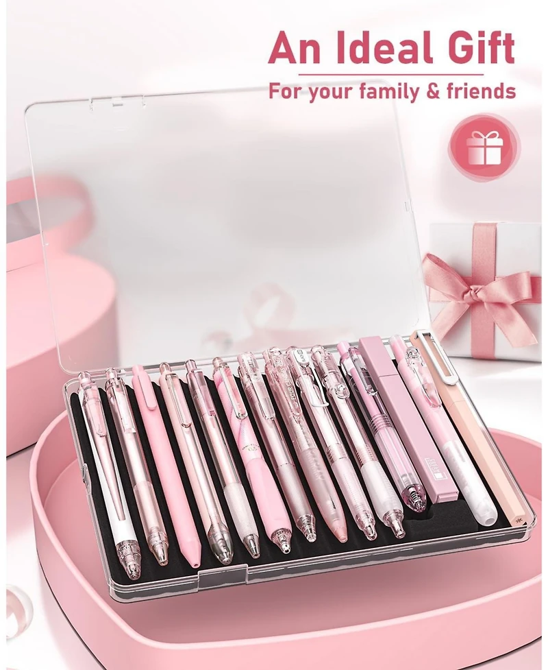 Four Candies Writing Ink Pens with 2Pack Highlighter, Cute Retractable 0.5mm Smooth Writing Pens