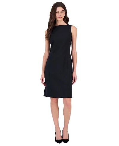 Kasper Petite Boat Neck Princess Seam Sleeveless Dress