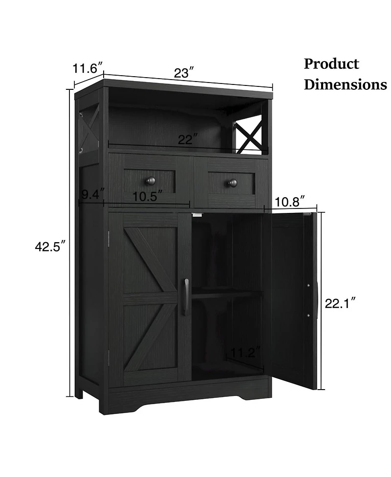 Vabches Farmhouse Storage Cabinet with Drawers and Doors