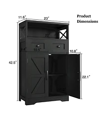 Vabches Farmhouse Storage Cabinet with Drawers and Doors