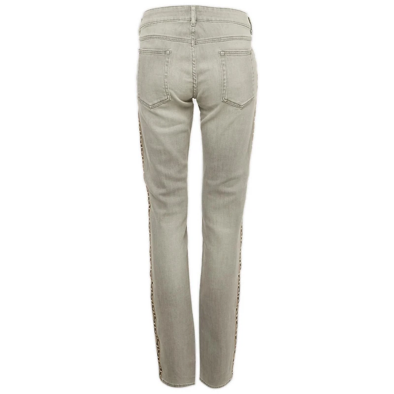 Pre-Owned Isabel Marant Women's Mid Rise Straight-Leg Embroidered Trim Jeans