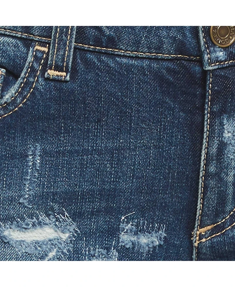 Pre-Owned Dolce & Gabbana Women's Distressed Mid-Rise Straight-Leg Denim Jeans