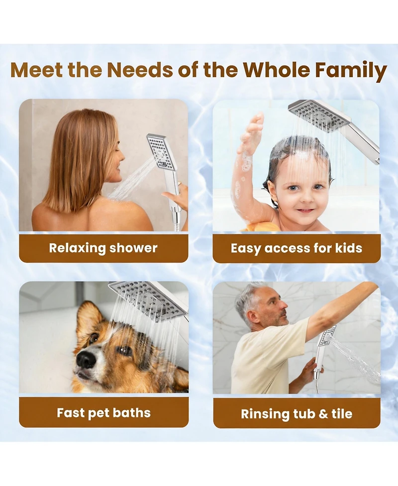 Cyqbd 8"Rain Shower Head With Handheld Spray Dual Square Set