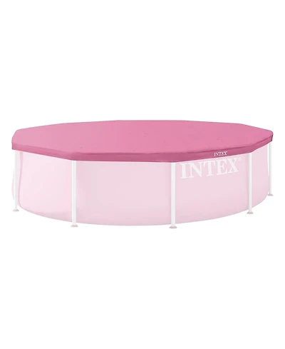 Intex 10 Foot Round Metal Frame Outdoor Backyard Swimming Pool Cover, Pink