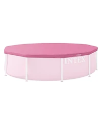 Intex 10 Foot Round Metal Frame Outdoor Backyard Swimming Pool Cover, Pink