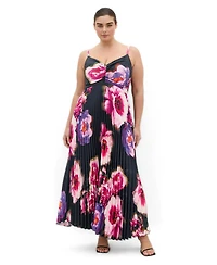 City Chic Women's Ariana Print Pleat Maxi Dress