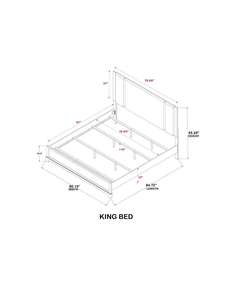 Kings Brand Furniture Bedroom Set - King Size Bed with Nightstand