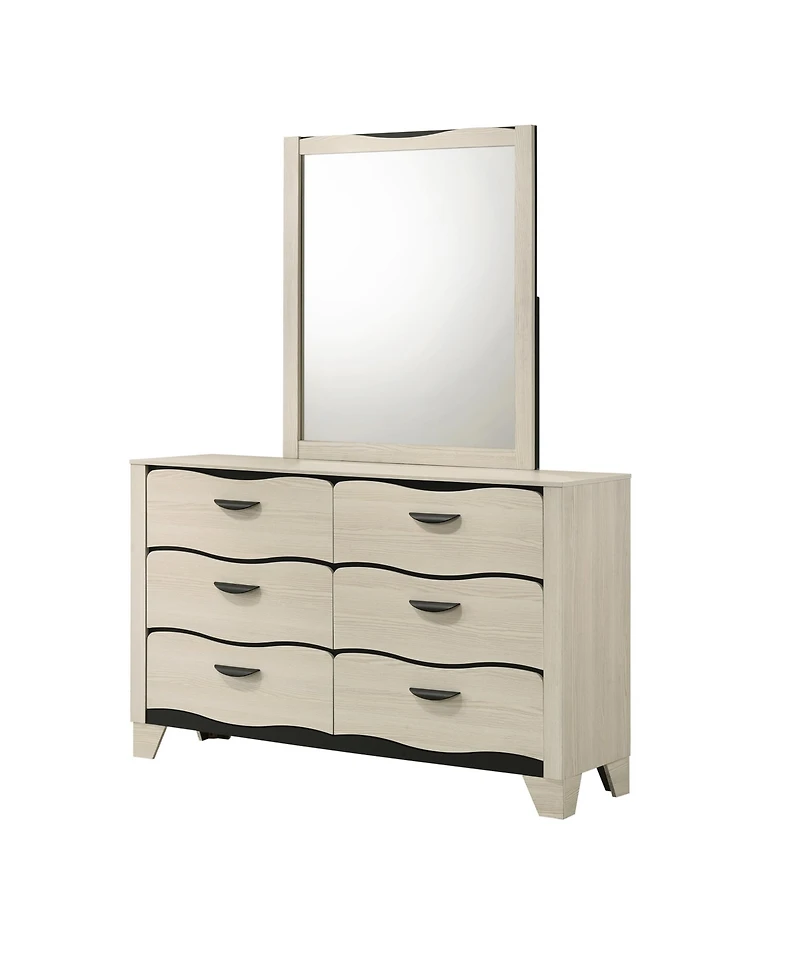 Kings Brand Furniture Engineered Wood and Contemporary Design Brielle 6-Drawer Dresser with Mirror