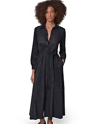 Donna Karan Weekend Women's Microsuede Long-Sleeve Collared Midi Duster Coat