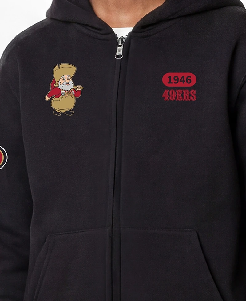 Champion Big Boys and Girls Black San Francisco 49ers Disney X Full-Zip Hoodie