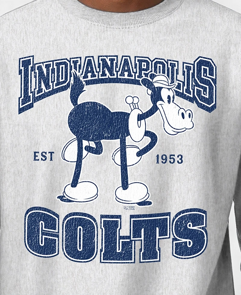 Champion Men's Silver Indianapolis Colts Disney X Reverse Weave Fleece Crewneck Sweatshirt